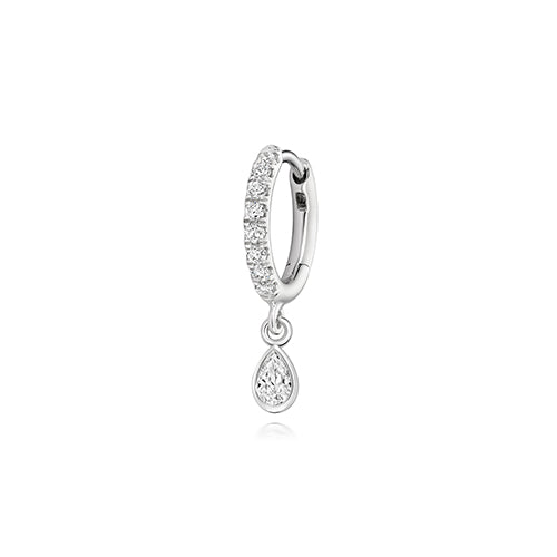 0.46ct Silver Lab Diamond Hoop Earrings with Pear-Cut Charms