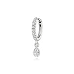 0.46ct Silver Lab Diamond Hoop Earrings with Pear-Cut Charms
