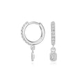 0.50ct Silver Lab Diamond Hoop Earrings with Emerald-Cut Charm