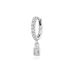 0.50ct Silver Lab Diamond Hoop Earrings with Emerald-Cut Charm