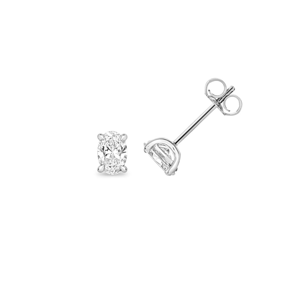 0.70ct Oval Lab Diamond Solitaire Stud Earrings in Silver