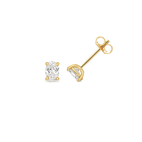 0.70ct Oval-Cut Lab Diamond Solitaire Stud Earrings in Gold-Plated Silver