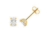 0.70ct Oval-Cut Lab Diamond Solitaire Stud Earrings in Gold-Plated Silver