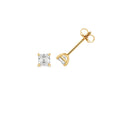 Asscher-Cut Lab Diamond 4-Claw Stud Earrings in Gold-Plated Silver