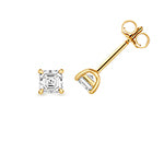 Asscher-Cut Lab Diamond 4-Claw Stud Earrings in Gold-Plated Silver