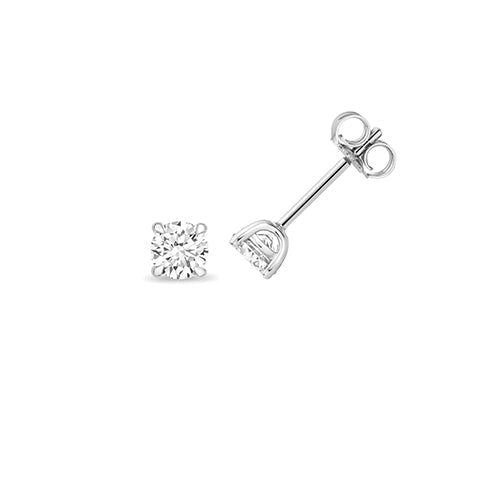0.70ct Round Lab Diamond 4-Claw Stud Earrings in Silver
