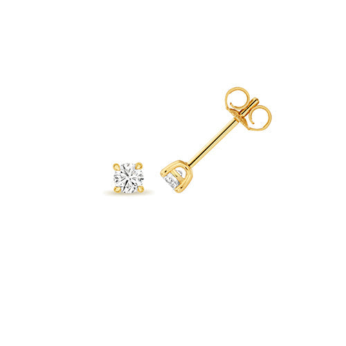 Lab grown diamond studs in gold plated silver