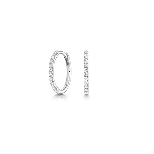 Silver diamond eternity hoop earrings