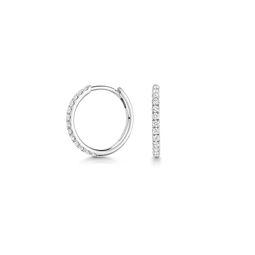 Round diamond hoop earrings