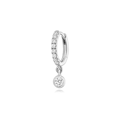 Sparkling diamond set silver hoops