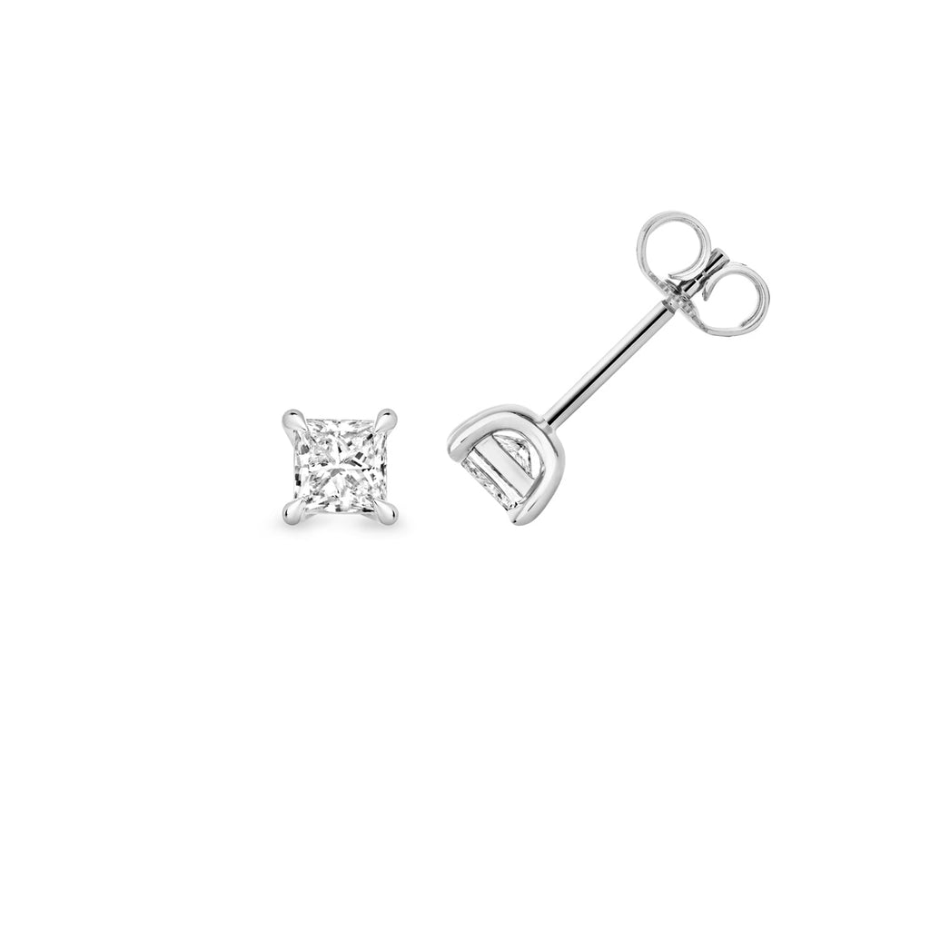 0.45ct Chic Princess-Cut Lab Diamond 4-Claw Stud Earrings in Silver
