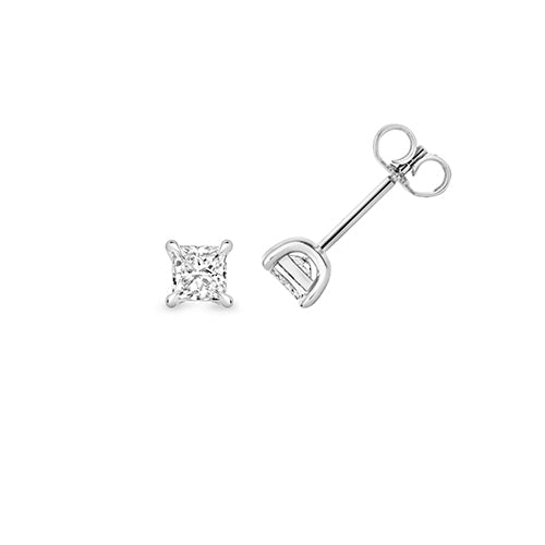 0.45ct Chic Princess-Cut Lab Diamond 4-Claw Stud Earrings in Silver