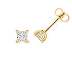 0.70ct Princess-Cut Lab Diamond 4-Claw Stud Earrings in Gold-Plated Silver
