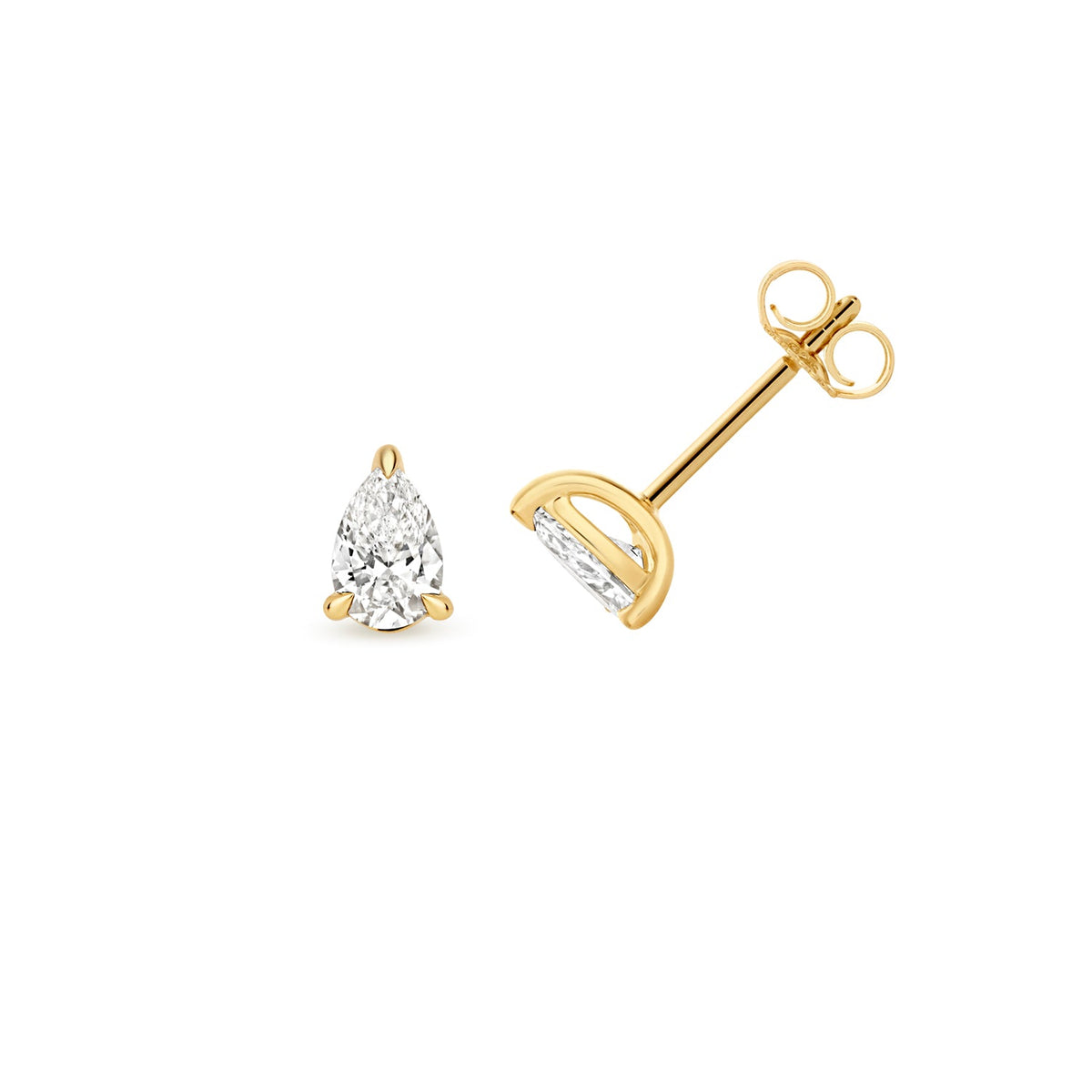 0.45ct Pear-Cut Lab Diamond 4-Claw Stud Earrings in Gold-Plated Silver