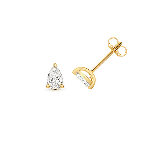 0.45ct Pear-Cut Lab Diamond 4-Claw Stud Earrings in Gold-Plated Silver
