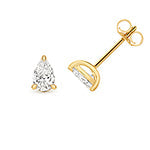 0.45ct Pear-Cut Lab Diamond 4-Claw Stud Earrings in Gold-Plated Silver
