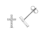 Classic Lab 0.10ct Diamond Cross Stud Earrings in Silver 0.66g