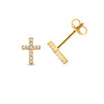 0.10ct Sparkling Lab Diamond Cross Stud Earrings in Gold-Plated Silver 0.66g