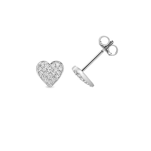 0.20ct Sweet Lab Diamond Heart Stud Earrings in Silver 1.06g