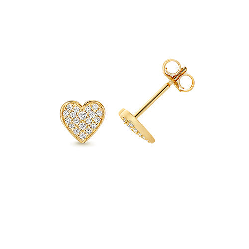 0.20ct Cute Lab Diamond Heart Stud Earrings in Gold-Plated Silver