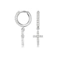 Lab grown diamond cross huggies in silver