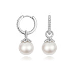 Silver Pearl Hoop Earrings with 8mm Freshwater Pearls