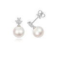 0.15ct Freshwater Pearl & Lab Diamond Drop Earrings in Silver