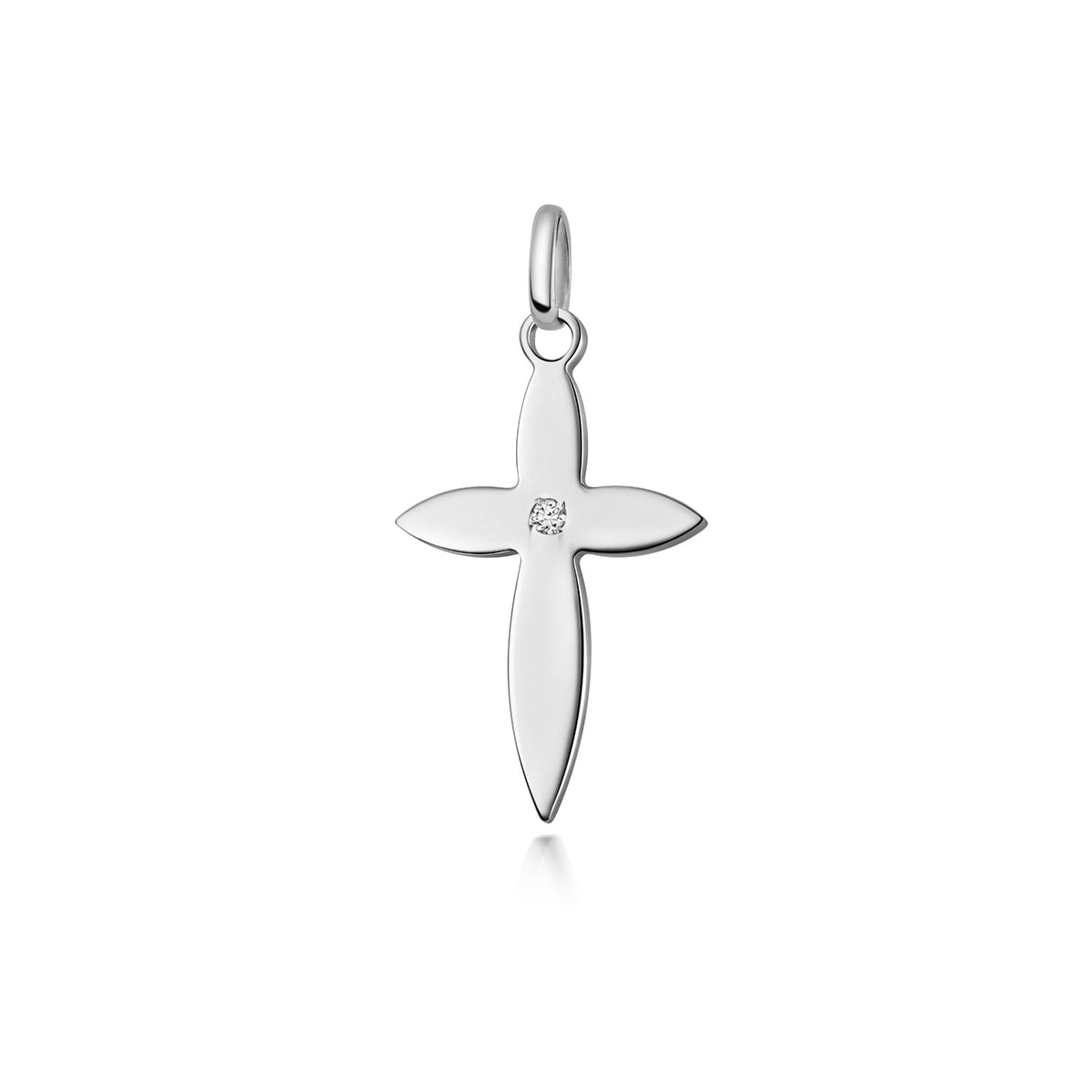 Sterling Silver Lab Diamond Cross Pendant Necklace