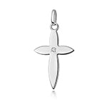 Sterling Silver Lab Diamond Cross Pendant Necklace