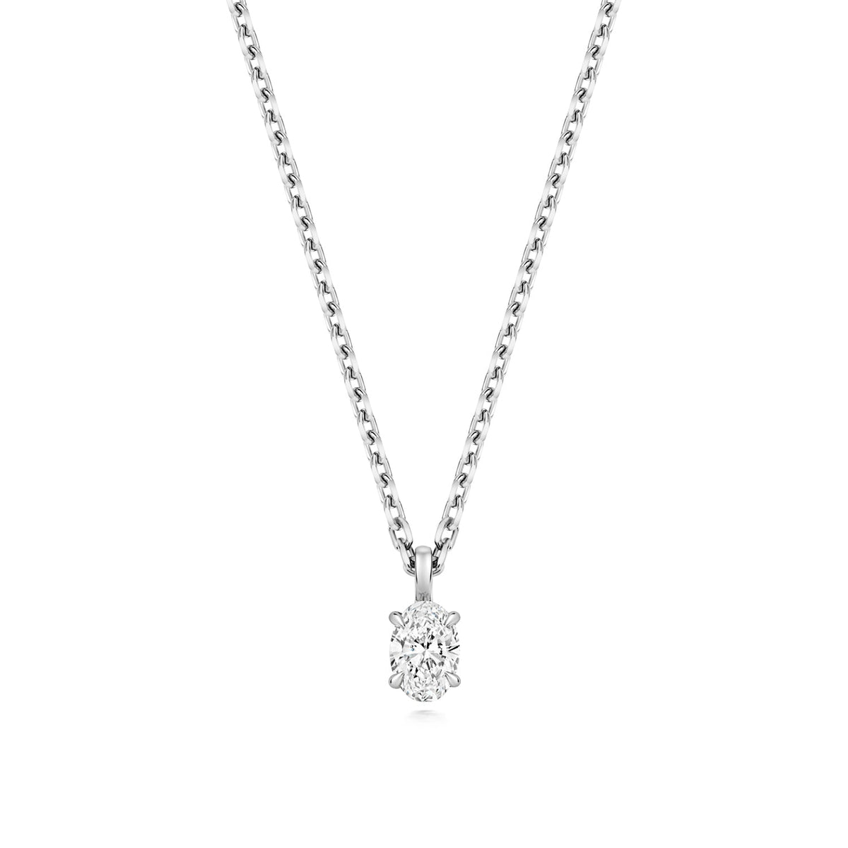 0.35ct Sleek Oval Lab Diamond Pendant Necklace in Silver