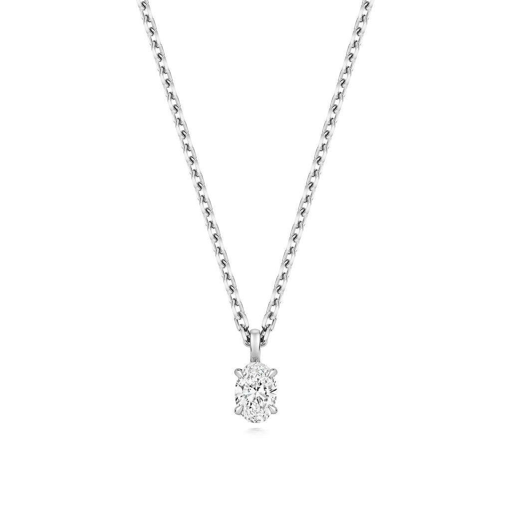 0.35ct Oval Lab Diamond Solitaire Necklace in Silver