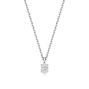 0.35ct Oval Lab Diamond Solitaire Necklace in Silver