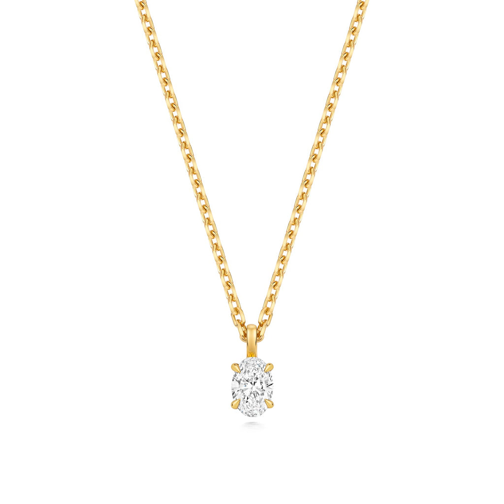 0.35ct Radiant Oval Lab Diamond Necklace in Gold-Plated Silver