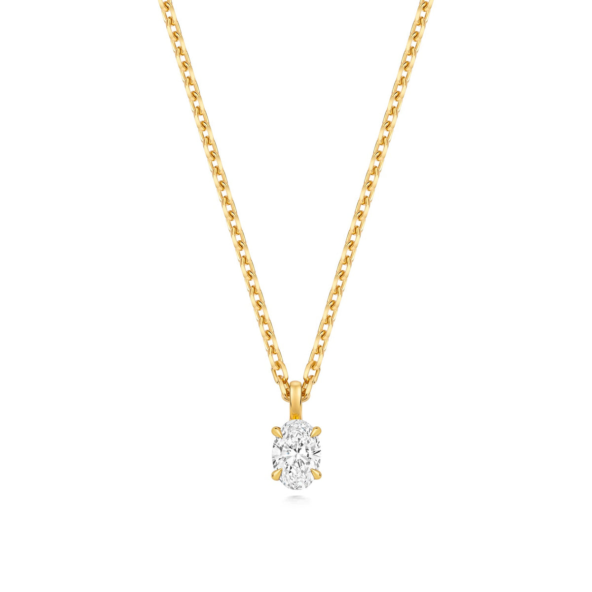 0.35ct Oval Lab Diamond Pendant Necklace in Gold-Plated Silver