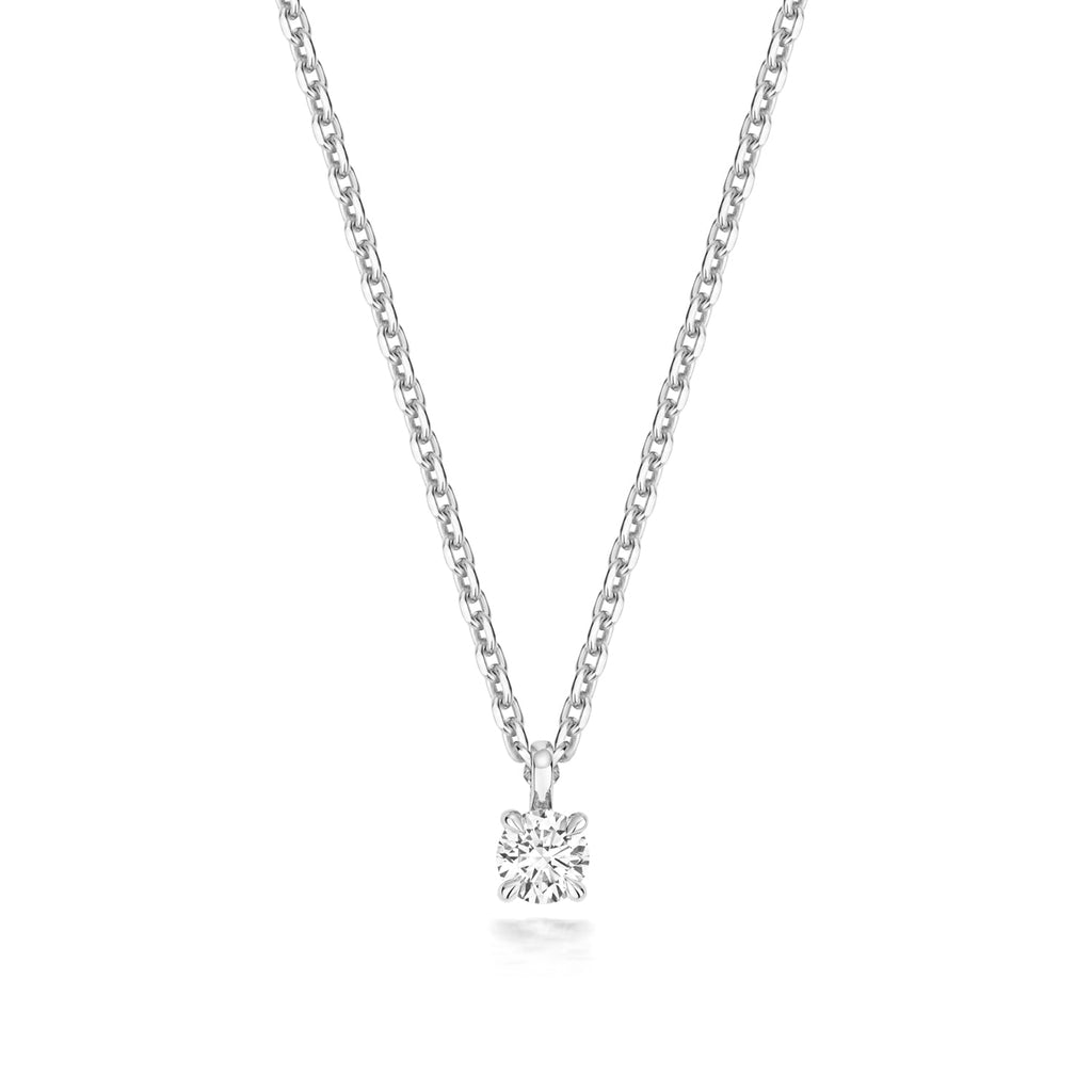 0.20ct Round Lab Diamond Solitaire Necklace in Silver 2.2g