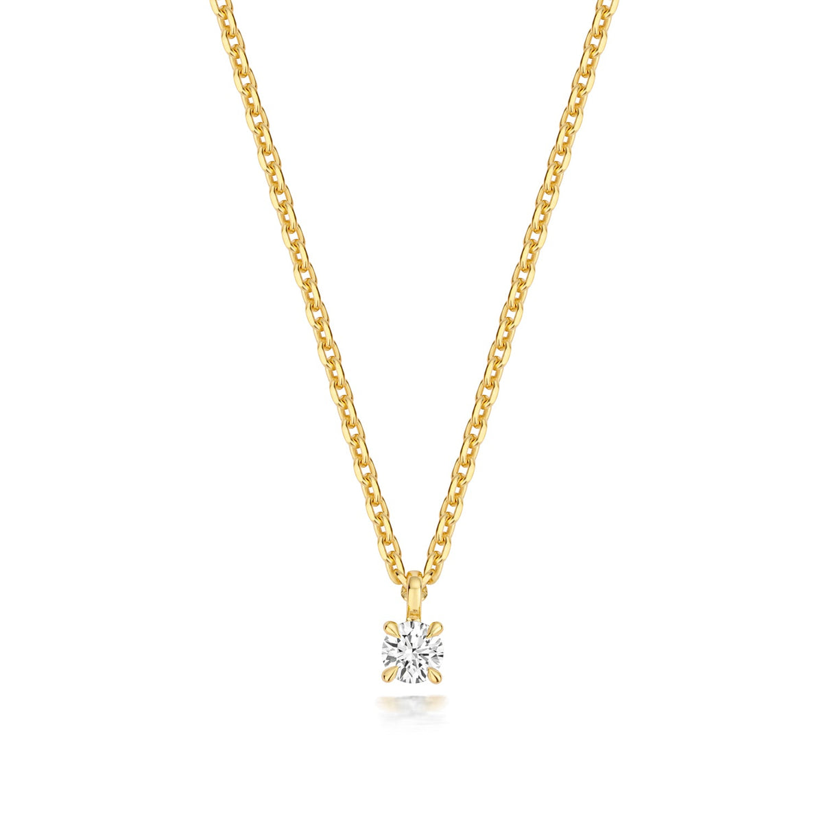 0.15ct Dainty Round Lab Diamond Necklace in Gold-Plated Silver