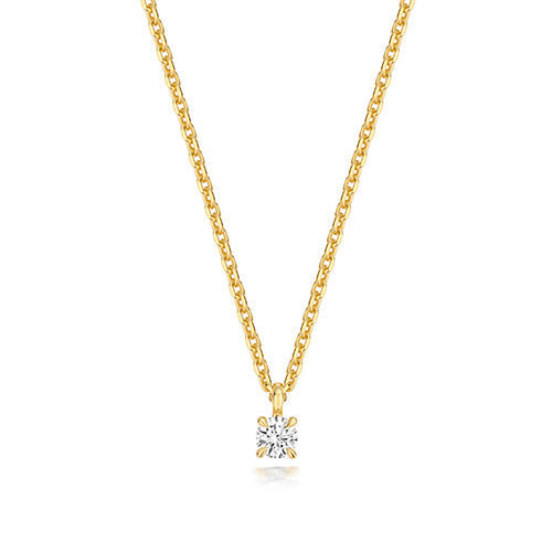 0.15ct Dainty Round Lab Diamond Necklace in Gold-Plated Silver