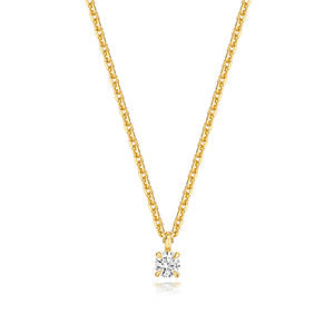 0.15ct Dainty Round Lab Diamond Necklace in Gold-Plated Silver