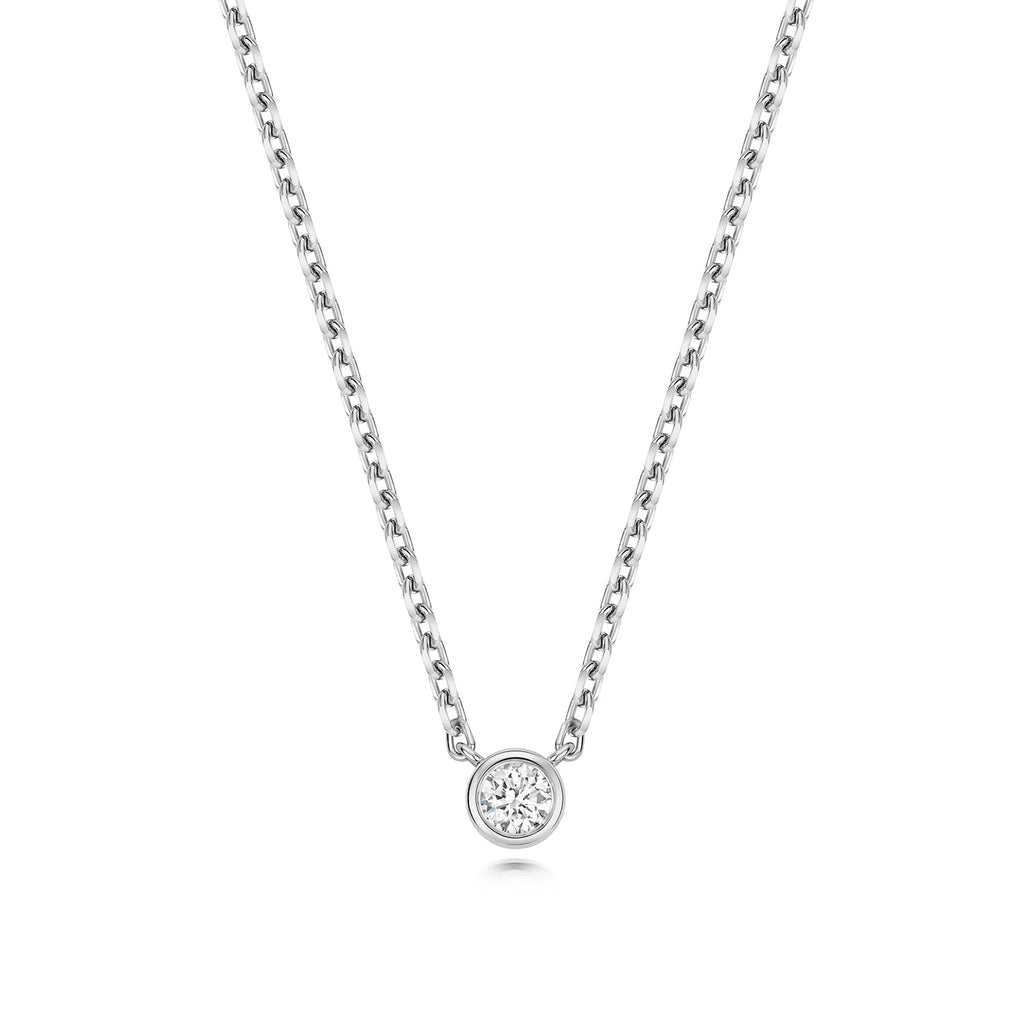 0.25ct Solitaire Lab Diamond Rubover Necklet in Silver