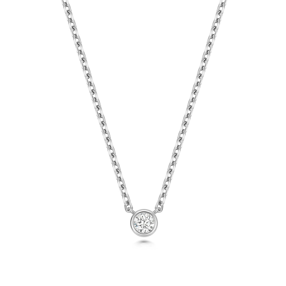 Solitaire diamond necklet in silver