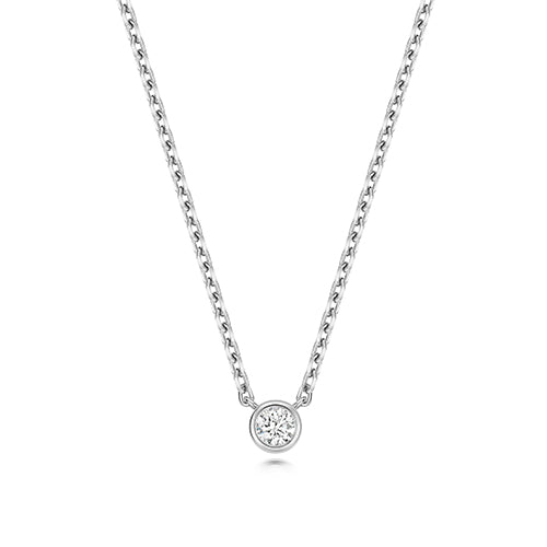 Round Lab Grown Diamond Pendant Necklace in Silver