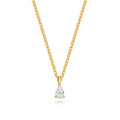 Lab-grown pear-shaped diamond pendant on gold-plated silver with 4-claw setting, part of Hatton Garden Collection.