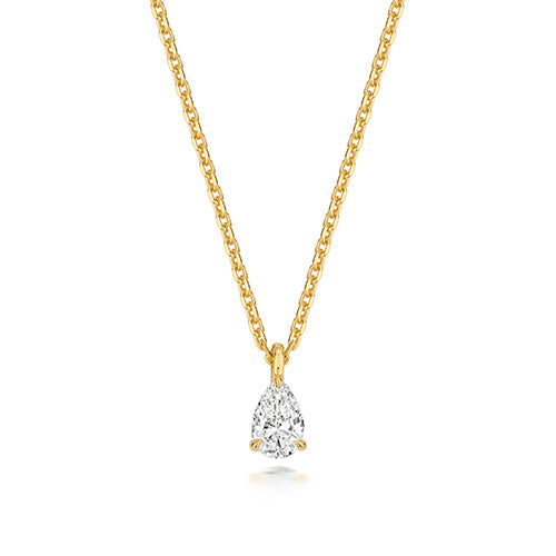 Pear cut solitaire necklace in gold plated silver