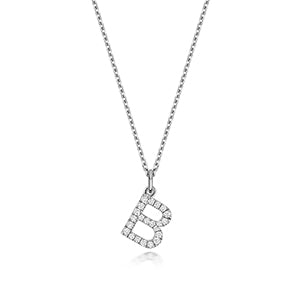 (Letter B) - 0.20ct Lab Diamond Initial Pendant Necklace in Silver
