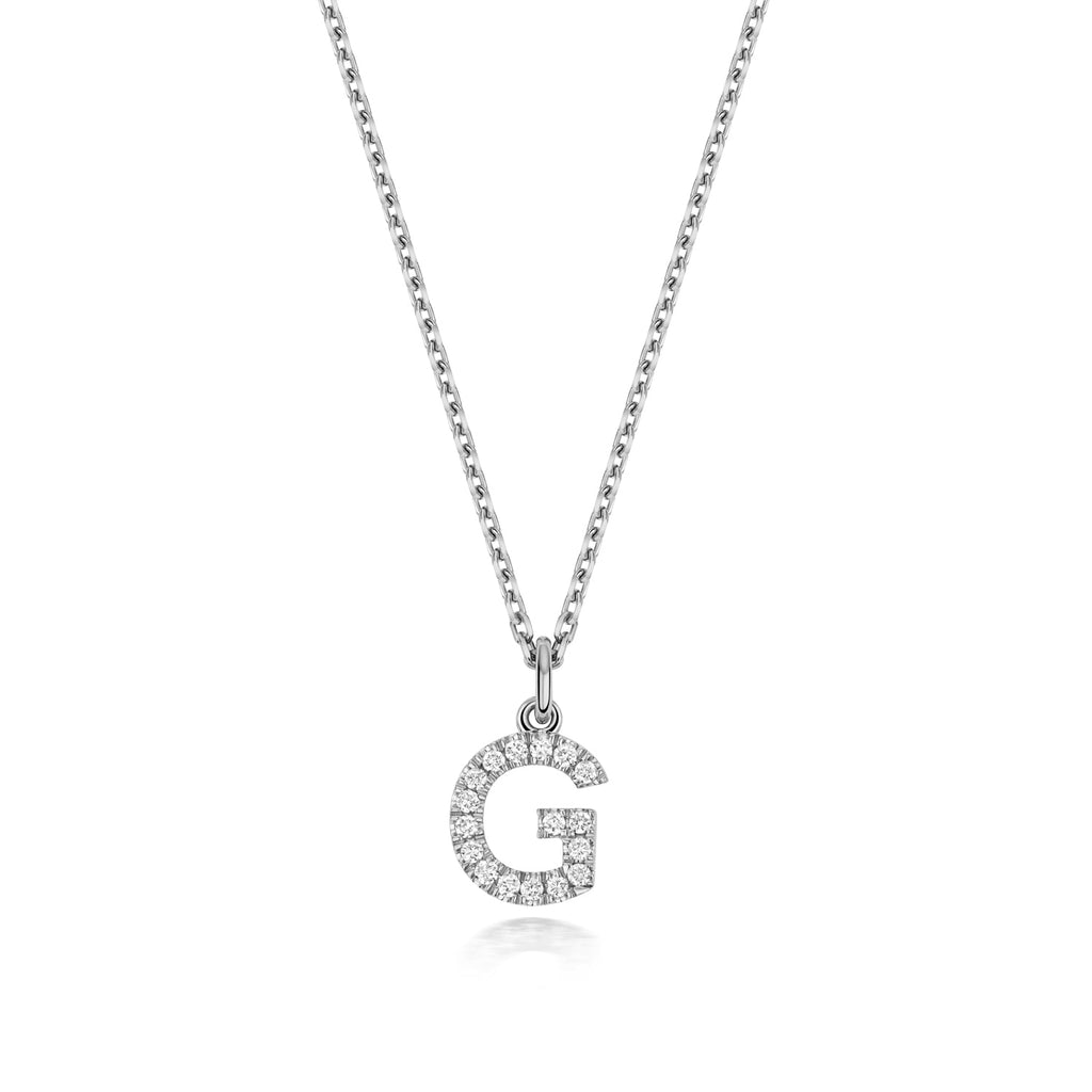 (Letter G) - 0.15ct Lab Diamond Initial Pendant Necklace in Silver