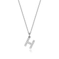 (Letter H) - 0.20ct Lab Diamond Initial Pendant Necklace in Silver