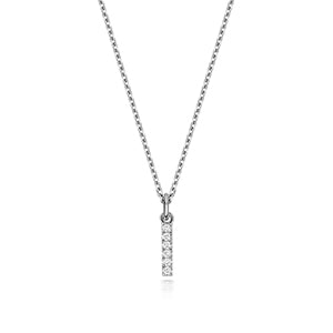 (Letter I) - 0.08ct Lab Diamond Initial Pendant Necklace in Silver