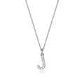 (Letter J) - 0.12ct Lab Diamond Initial Pendant Necklace in Silver