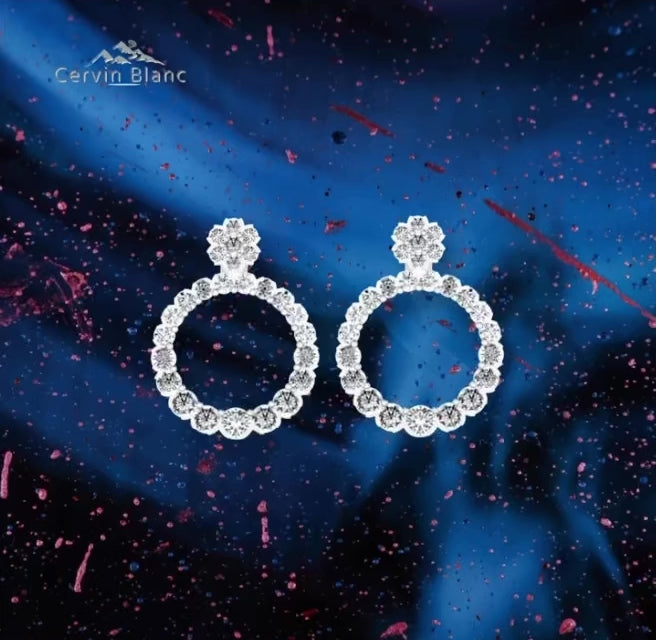 Boucles d'oreilles rondes en or blanc avec diamant de 1 carat
