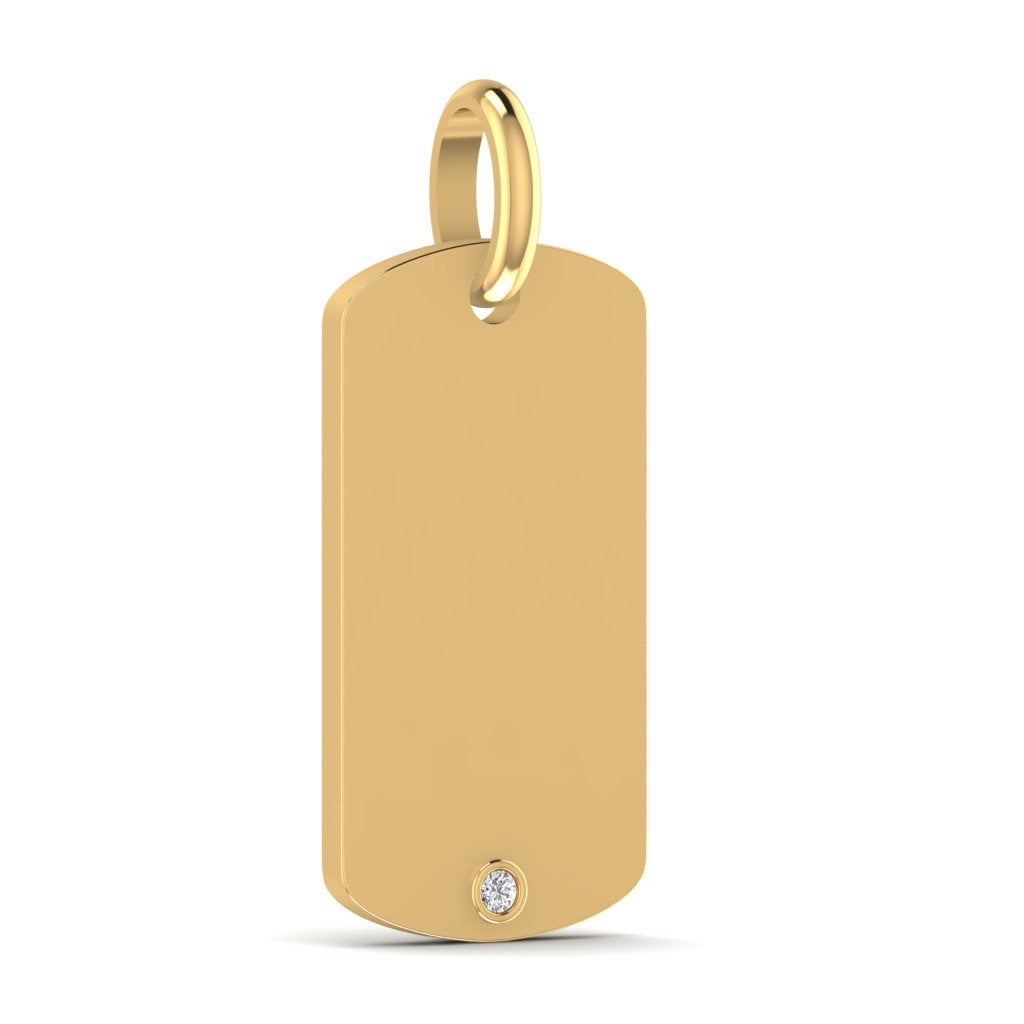 Bespoke 18ct Yellow Gold Dog Tag Diamond Pendant 11g Military Tag ID Tag